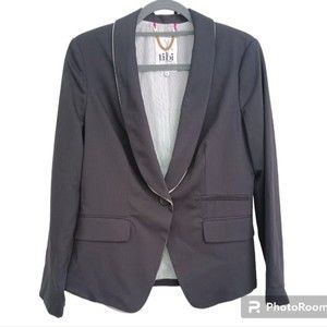 Tibi Cotton Linen Tuxedo Style Navy and White One Button Blazer